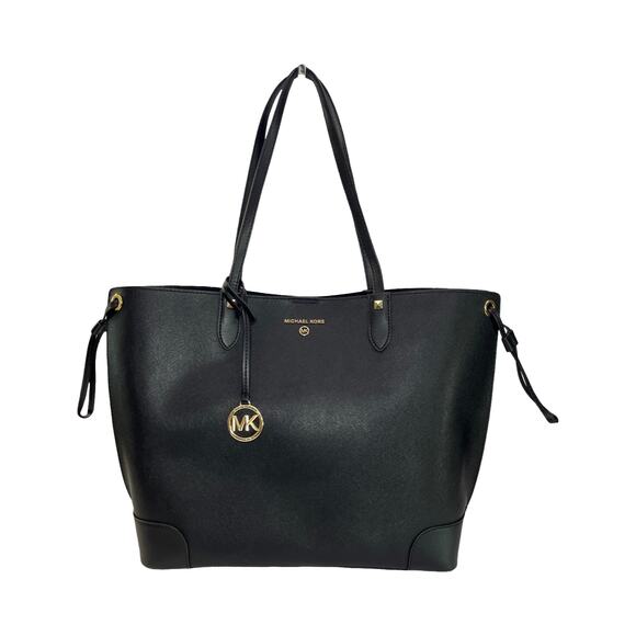 Michael Kors Jet Set Travel Black Saffiano Leather Tote Bag With Pouch - Picture 1 of 14